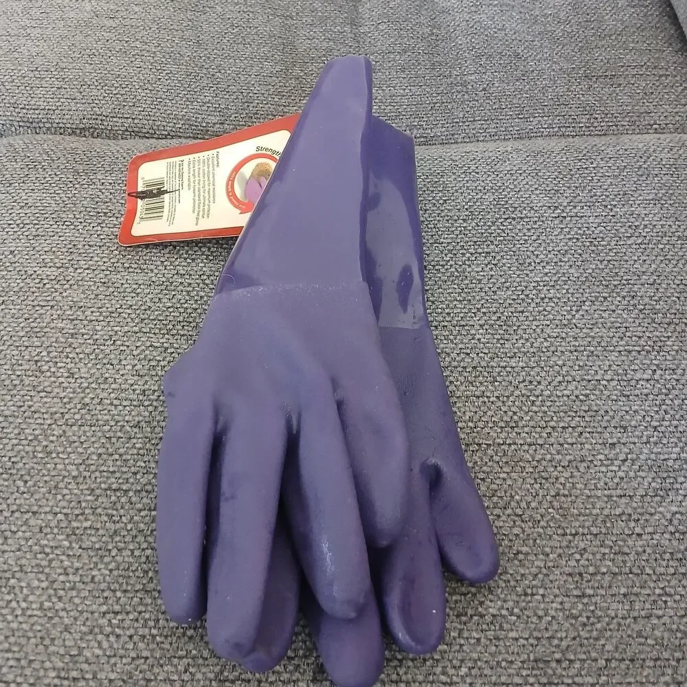 Vtg NOS Brawny Purple Work Gloves Deadstock Garden Cotton Lined  L/XL